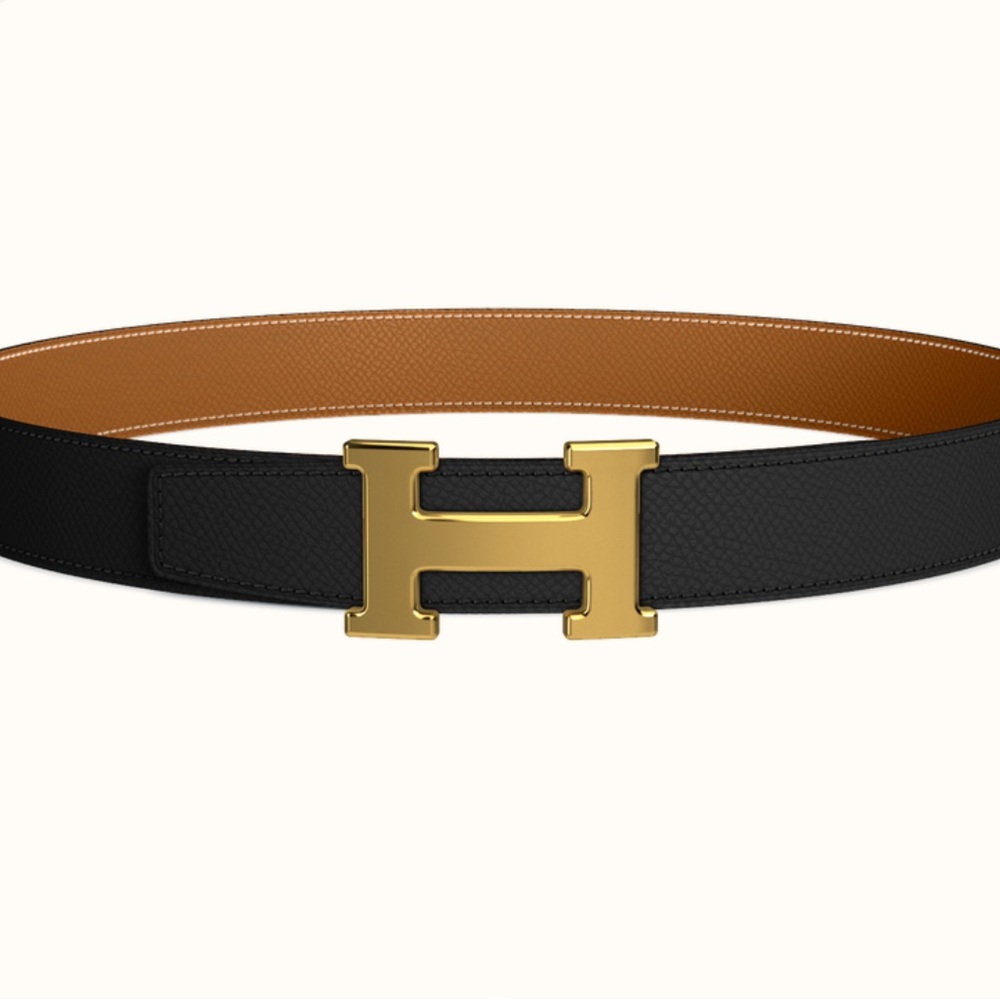 Hermes Black and Tan Reversible Belt with Iconic H Buckle